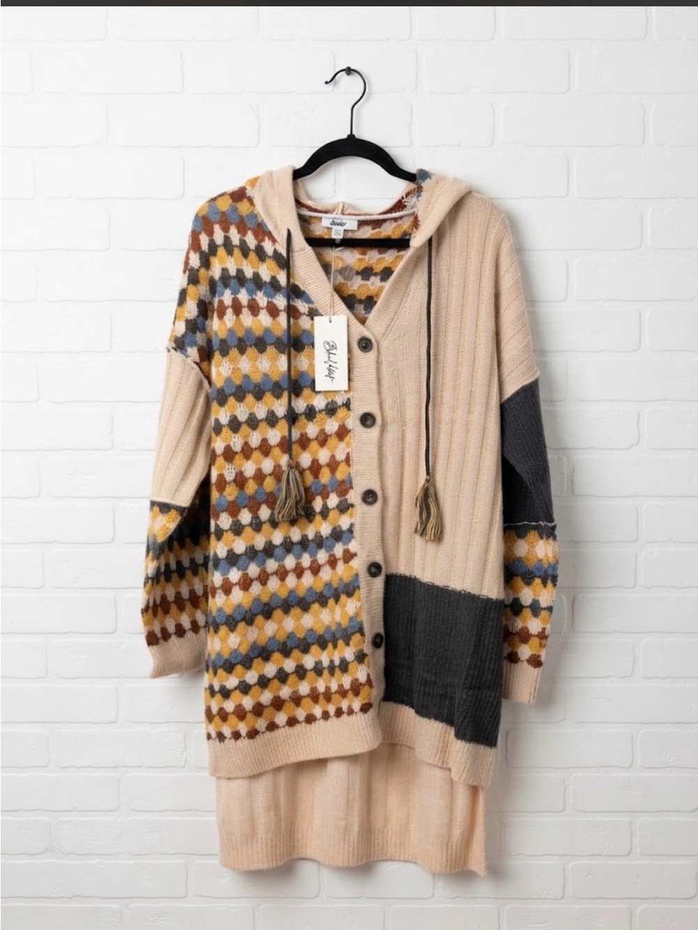 Blue Velvet NWT Boho Hooded Cardigan Sweater Dress Size Medium